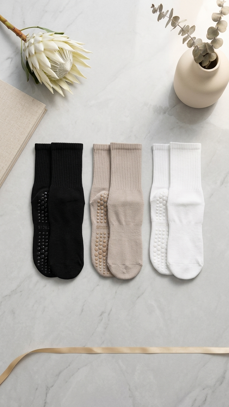Non-Slip Pilates Grip Socks — 3 Pack for Women